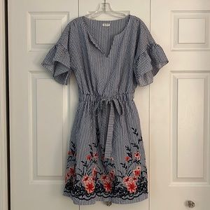 Striped embroidered dress